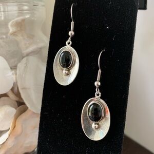 Vintage Carlos Diaz onyx & sterling silver earrings